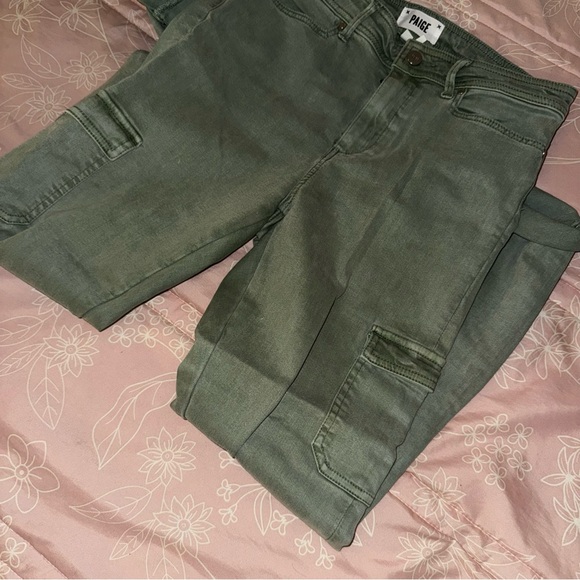 PAIGE Women's Skinny Jeans in Sage Green - Picture 7 of 7